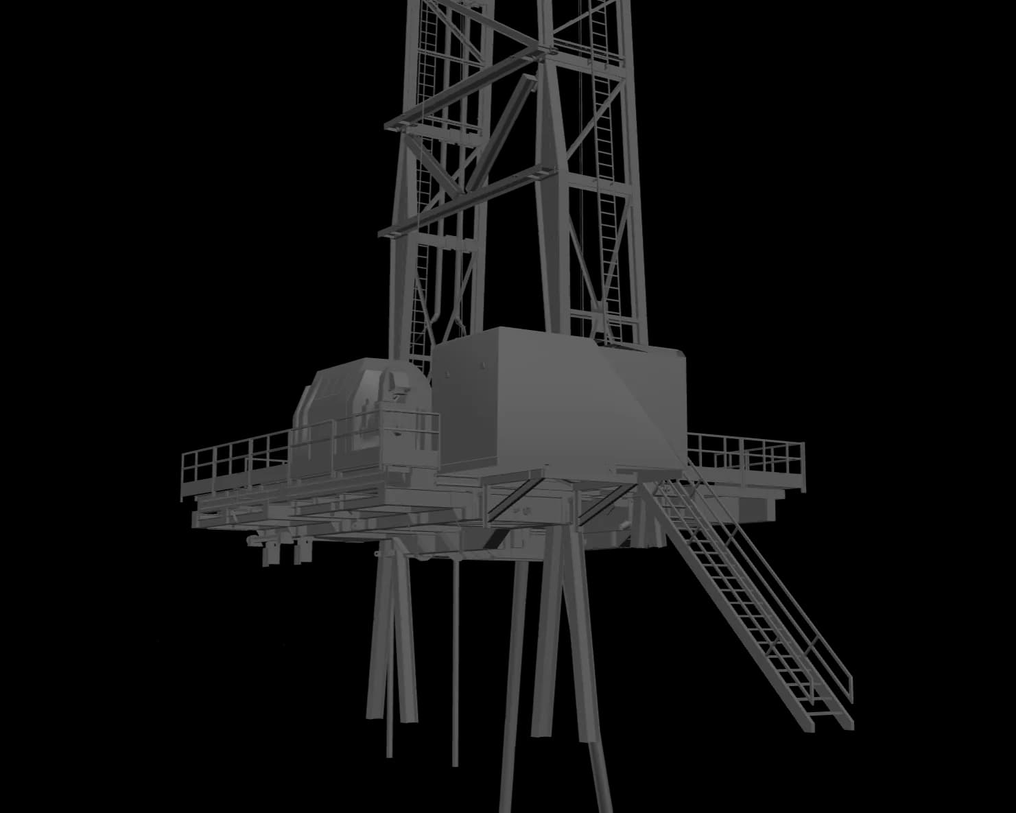 3D model of the Drilling Fluid Well Control Online Simulator drilling rig